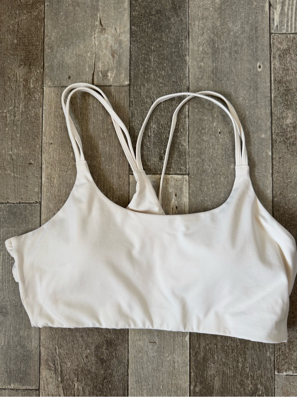 Fabletics cream Double-Strap Bralette workout yoga running active tennis